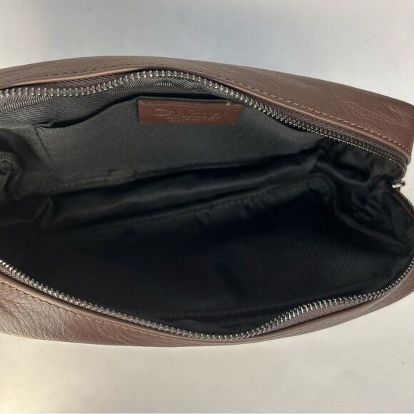 Massei Genuine Leather Simon Luxury Men's Toiletry Bag Brown - Made in Italy - Picture 9 of 10